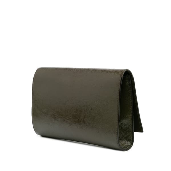 Pre-owned Yves Saint Laurent Large Patent Belle De Jour Clutch Brown