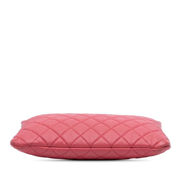 Pre-owned Chanel Medium Quilted Caviar O Case Clutch Pink