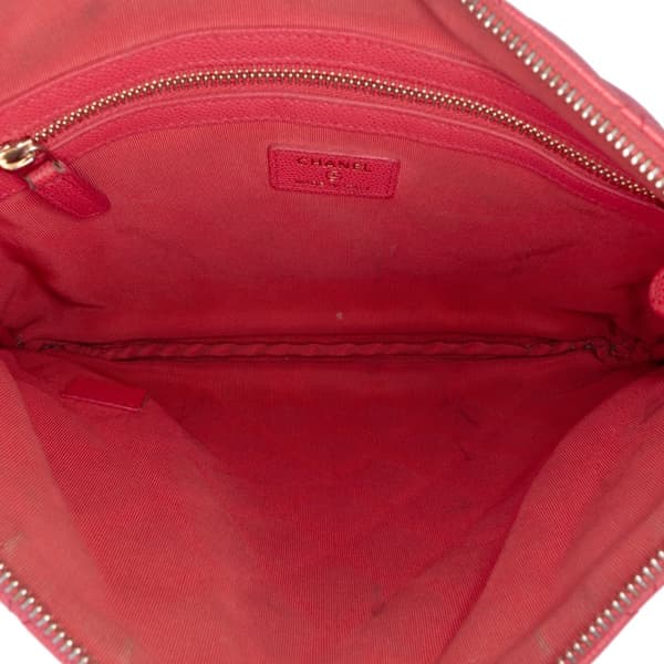 Pre-owned Chanel Medium Quilted Caviar O Case Clutch Pink