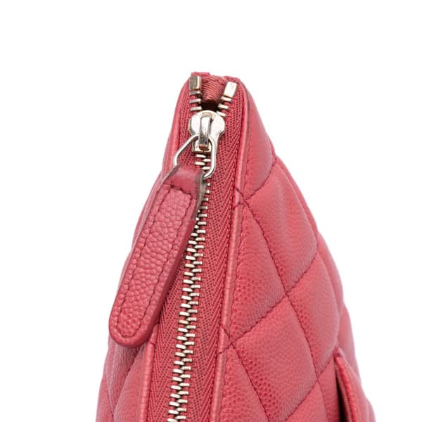 Pre-owned Chanel Medium Quilted Caviar O Case Clutch Pink