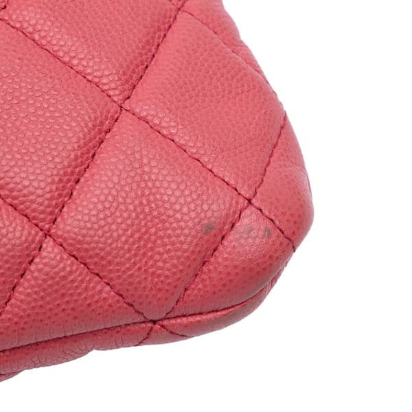 Pre-owned Chanel Medium Quilted Caviar O Case Clutch Pink