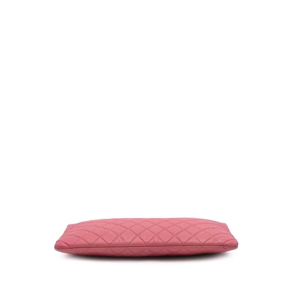 Pre-owned Chanel Large Quilted Caviar O Case Clutch Pink