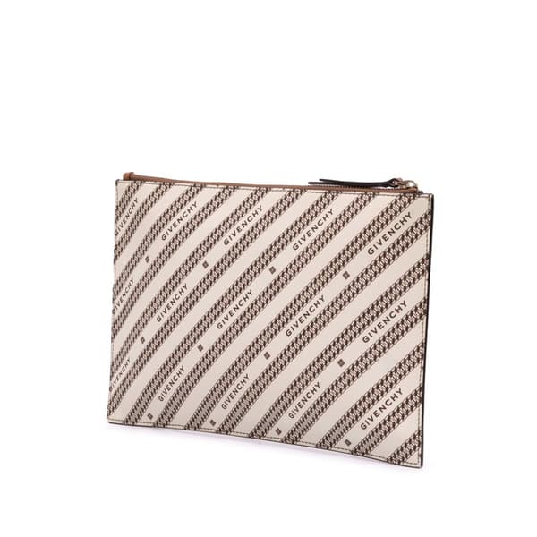 Pre-owned Givenchy Canvas Logo Clutch Brown