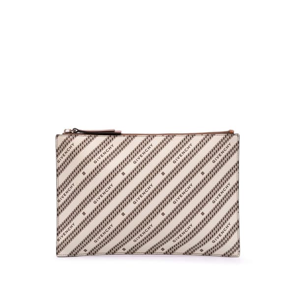 Pre-owned Givenchy Canvas Logo Clutch Brown
