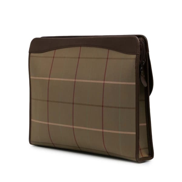 Pre-owned Burberry Vintage Check Nylon Clutch Brown