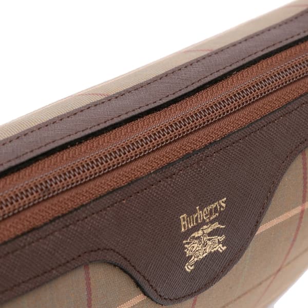 Pre-owned Burberry Vintage Check Canvas Clutch Brown