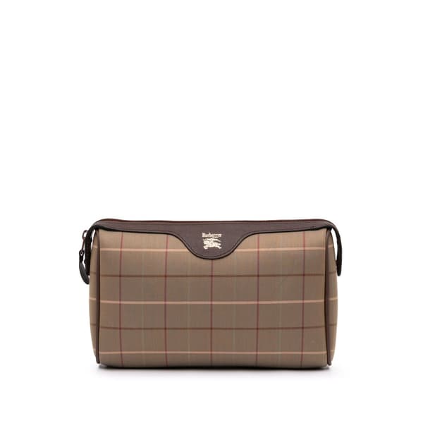 Pre-owned Burberry Vintage Check Canvas Clutch Brown