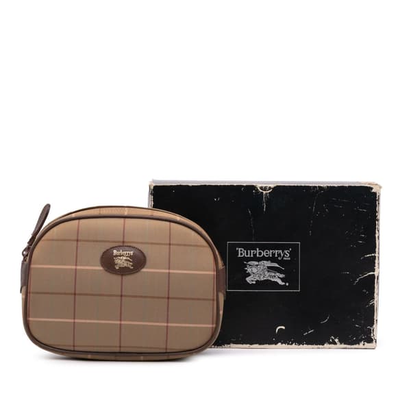 Pre-owned Burberry Vintage Check Canvas Clutch Brown
