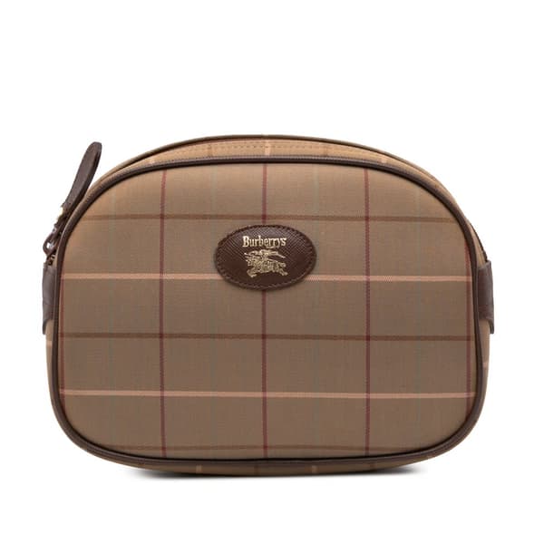 Pre-owned Burberry Vintage Check Canvas Clutch Brown
