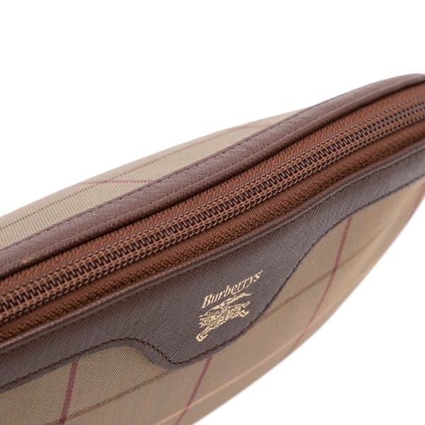 Pre-owned Burberry Vintage Check Canvas Clutch Brown