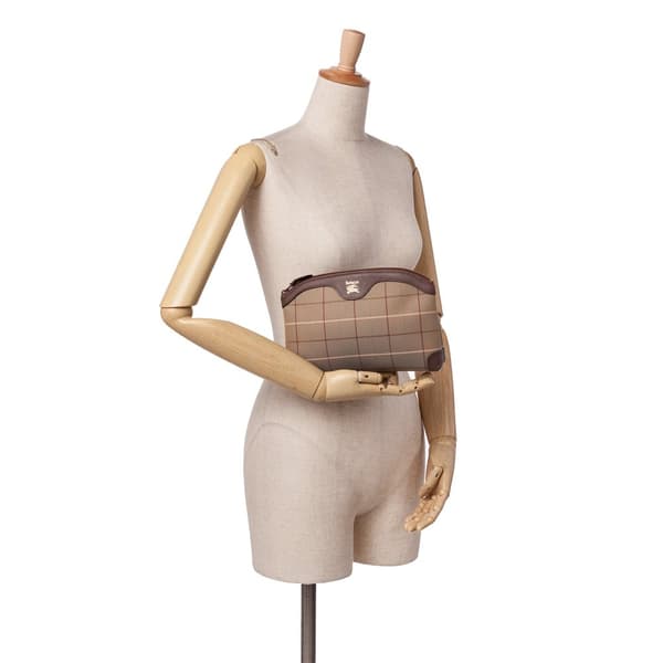 Pre-owned Burberry Vintage Check Canvas Clutch Brown