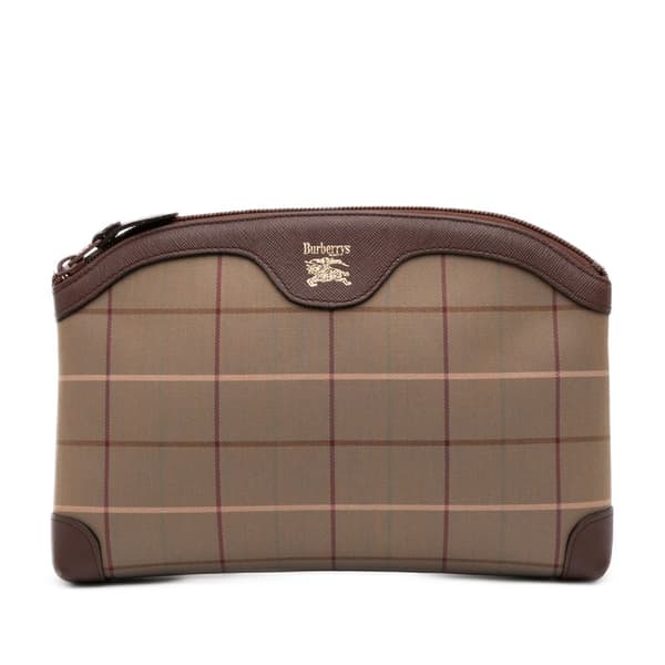 Pre-owned Burberry Vintage Check Canvas Clutch Brown