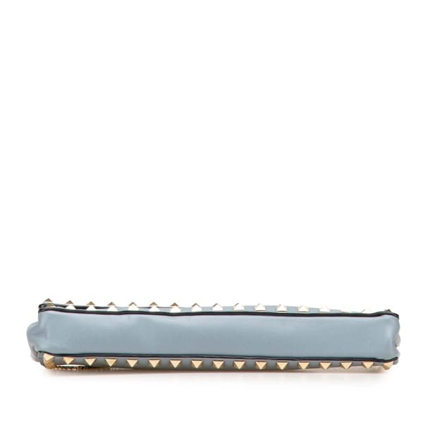 Pre-owned Valentino Nappa Rockstud Bangle Clutch Blue