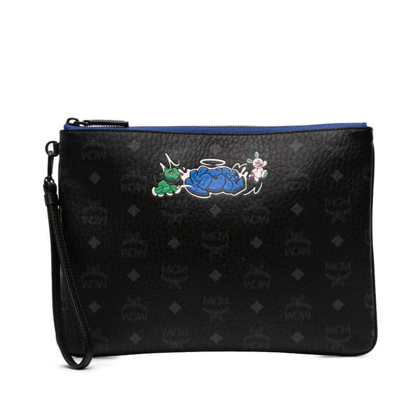 Pre-owned MCM Sambypen Haru Henry Kaiser Visetos Coated Canvas Clutch Black