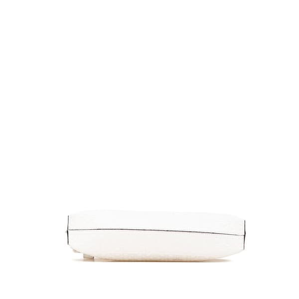 Pre-owned LOEWE Embossed Leather Anagram Repeat T Clutch White
