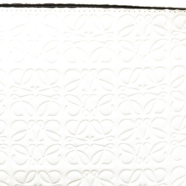 Pre-owned LOEWE Embossed Leather Anagram Repeat T Clutch White