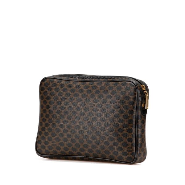 Pre-owned Celine Macadam Coated Canvas Clutch Black