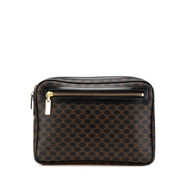 Pre-owned Celine Macadam Coated Canvas Clutch Black
