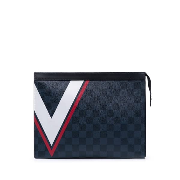 Pre-owned Louis Vuitton Damier Graphite Americas Cup Voyage Pouch MM Black