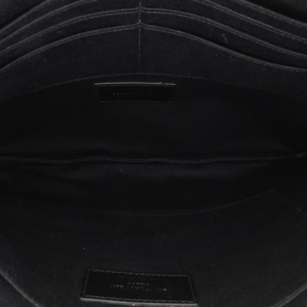 Pre-owned Saint Laurent Croc Embossed Leather Monogram iPad Case Black