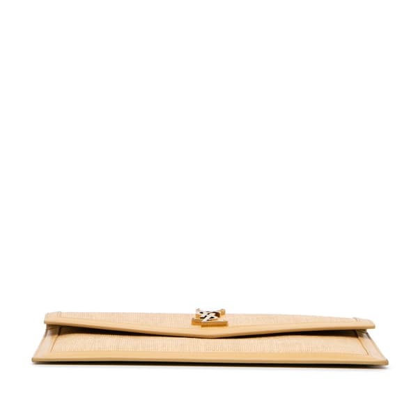 Pre-owned Saint Laurent Micro Raffia Uptown Pouch Brown