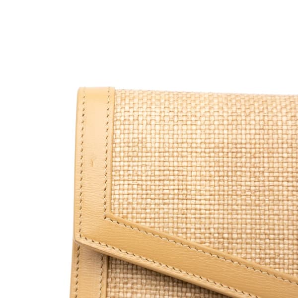 Pre-owned Saint Laurent Micro Raffia Uptown Pouch Brown