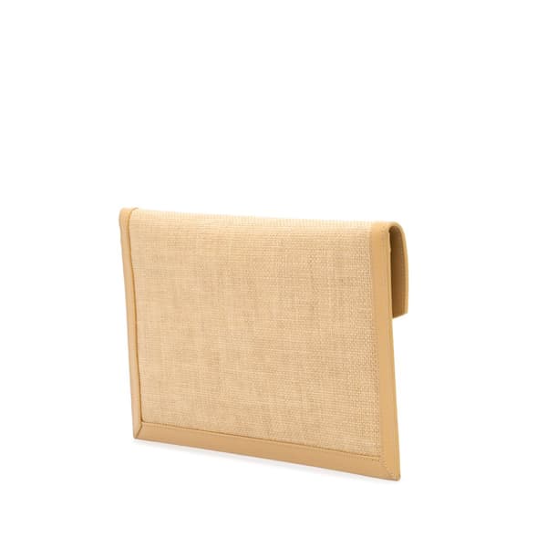 Pre-owned Saint Laurent Micro Raffia Uptown Pouch Brown