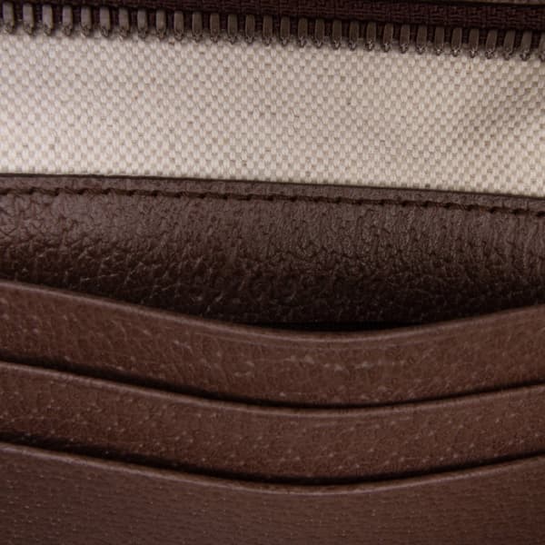 Pre-owned Gucci GG Supreme Web Ophidia Clutch Brown