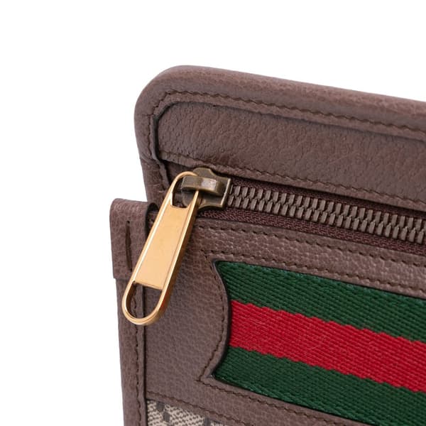 Pre-owned Gucci GG Supreme Web Ophidia Clutch Brown