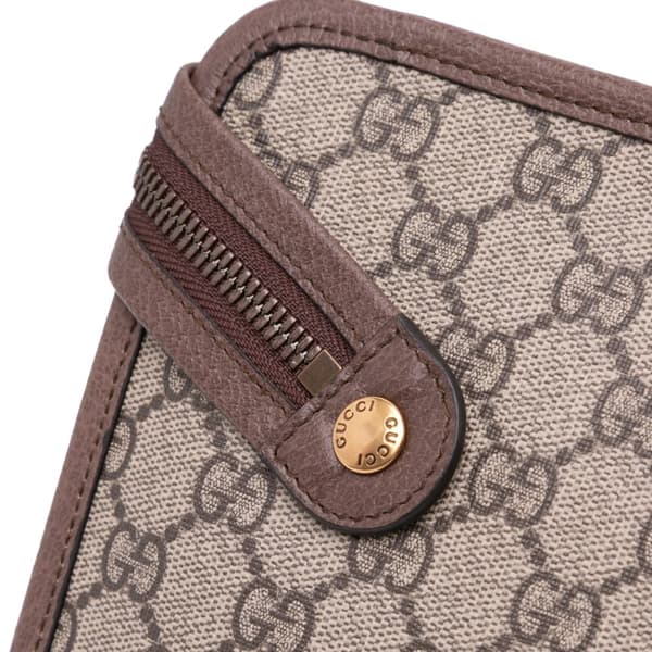 Pre-owned Gucci GG Supreme Web Ophidia Clutch Brown