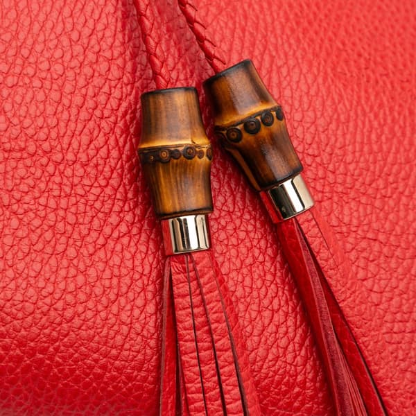 Pre-owned Gucci Calfskin Bamboo Clutch Red