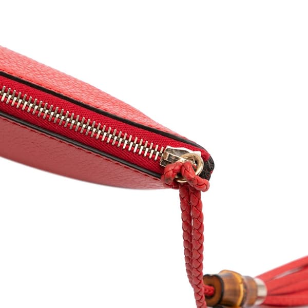 Pre-owned Gucci Calfskin Bamboo Clutch Red