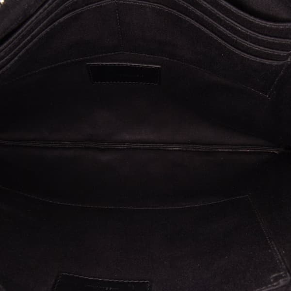 Pre-owned Saint Laurent Grain De Poudre Zipped Tablet Holder Black
