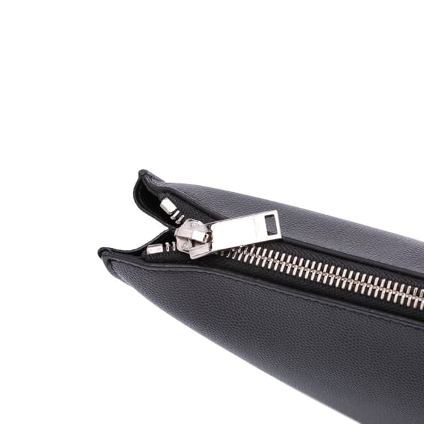 Pre-owned Saint Laurent Grain De Poudre Zipped Tablet Holder Black