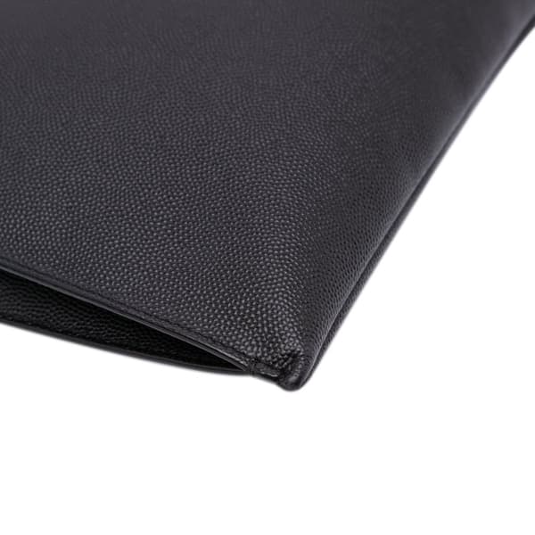 Pre-owned Saint Laurent Grain De Poudre Zipped Tablet Holder Black