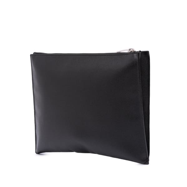 Pre-owned Saint Laurent Grain De Poudre Zipped Tablet Holder Black