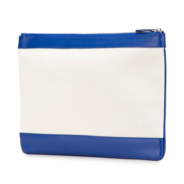 Pre-owned Balenciaga M Canvas Navy Clip Clutch White