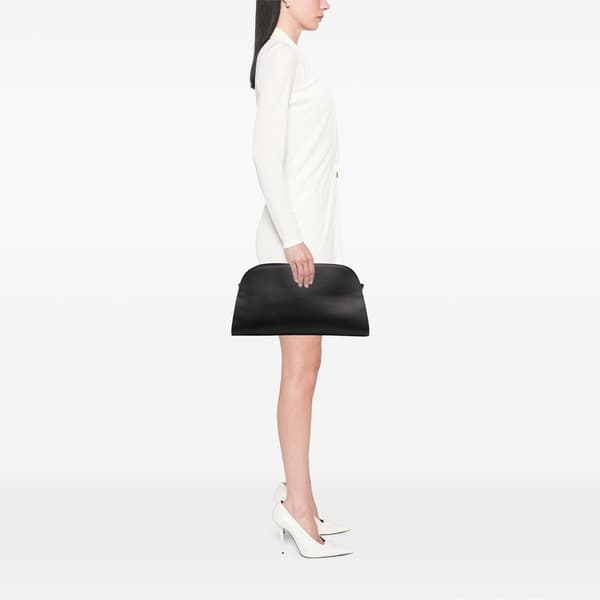 Pre-owned The Row Grained Calfskin East West Margaux Clutch Black
