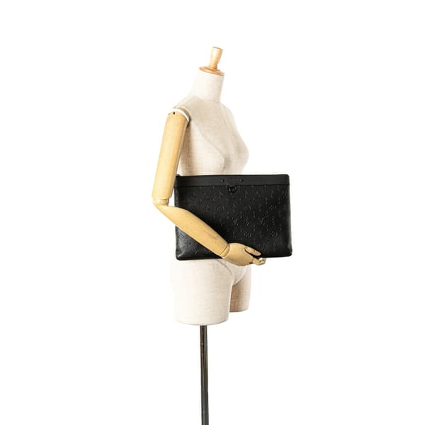 Pre-owned Louis Vuitton Monogram Shadow Discovery Pochette Black