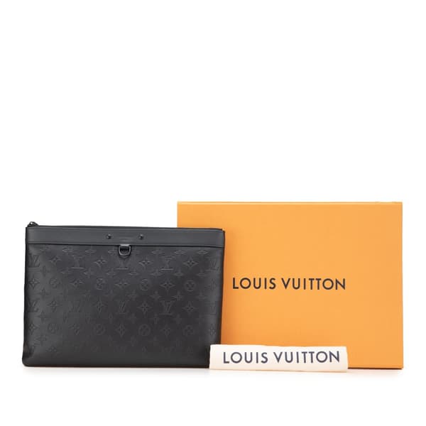 Pre-owned Louis Vuitton Monogram Shadow Discovery Pochette Black