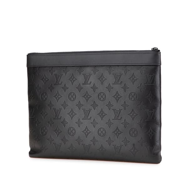 Pre-owned Louis Vuitton Monogram Shadow Discovery Pochette Black