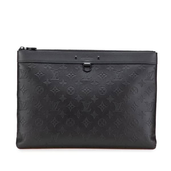 Pre-owned Louis Vuitton Monogram Shadow Discovery Pochette Black