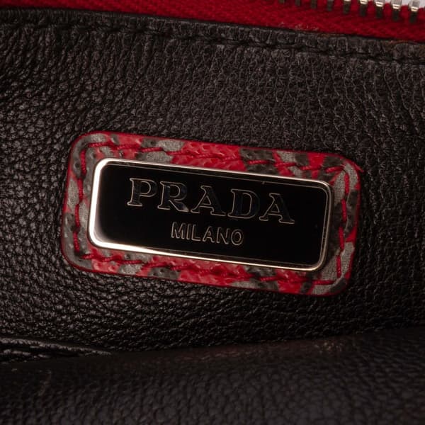 Pre-owned Prada Printed Saffiano Clutch Red