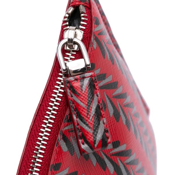 Pre-owned Prada Printed Saffiano Clutch Red