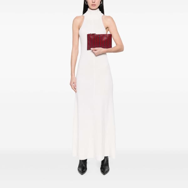 Pre-owned Prada Printed Saffiano Clutch Red