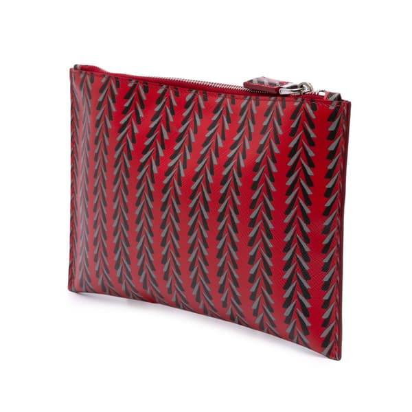 Pre-owned Prada Printed Saffiano Clutch Red
