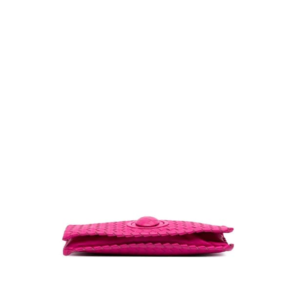 Pre-owned Bottega Veneta Nappa Intrecciato Turn Lock Clutch Pink