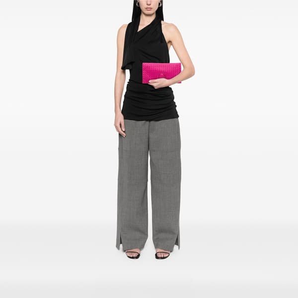 Pre-owned Bottega Veneta Nappa Intrecciato Turn Lock Clutch Pink