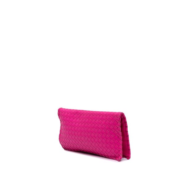 Pre-owned Bottega Veneta Nappa Intrecciato Turn Lock Clutch Pink