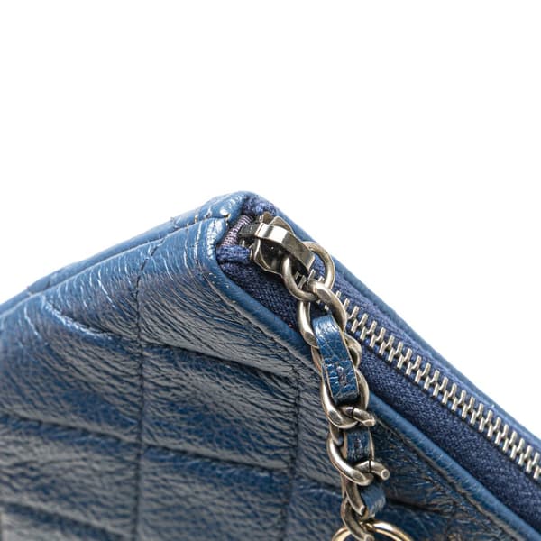 Pre-owned Chanel Medium Aged Calfskin Gabrielle O Case Clutch Blue